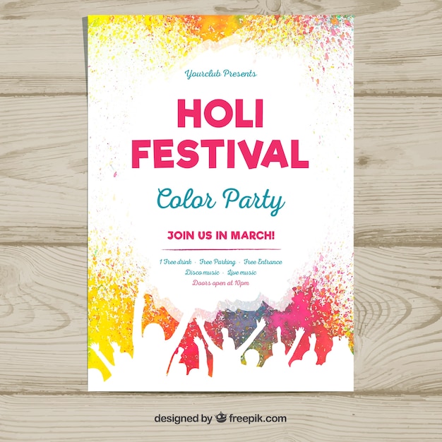 Bezpłatny wektor plakat szablon na imprezę festiwalu holi