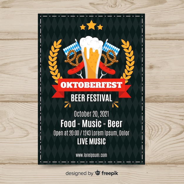 Plakat Szablon Oktoberfest Płaska Konstrukcja