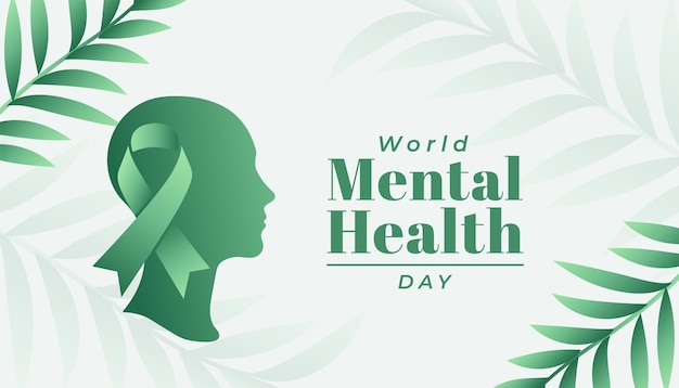 Bezpłatny wektor plakat uświadamiający światowy dzień zdrowia psychicznego z wektorem ludzkiego mózgu