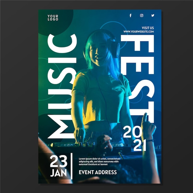 Plakat wydarzenia muzycznego 2021 ze zdjęciem