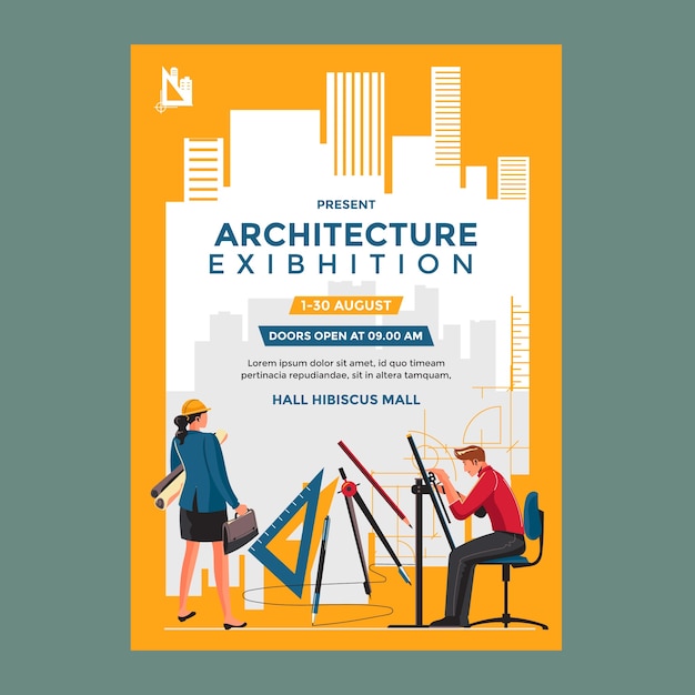 Plakat wystawowy architektury płaskiej
