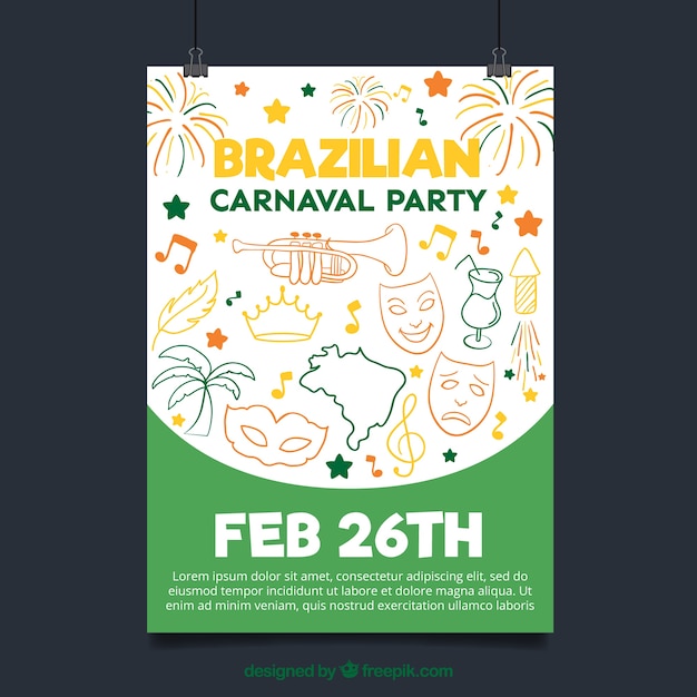 Plakat Z Brazylijskich Szkice Karnawałowych