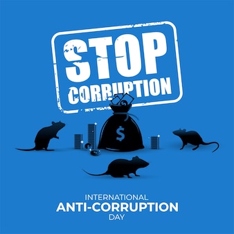 Plakat z międzynarodowego dnia antykorupcyjnego i post w mediach społecznościowych