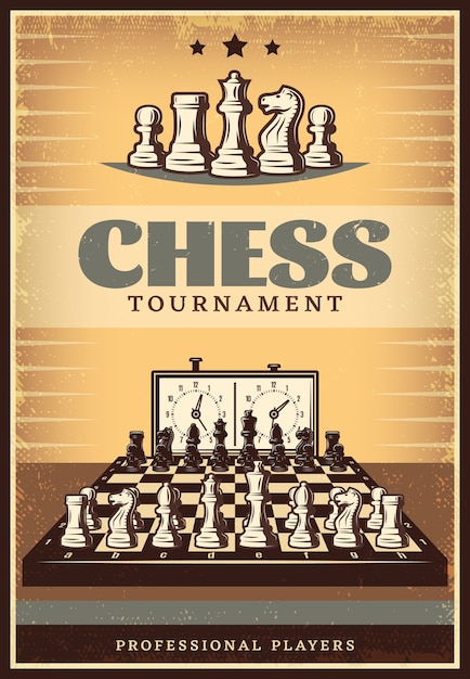 Bezpłatny wektor plakat zawodów w szachy