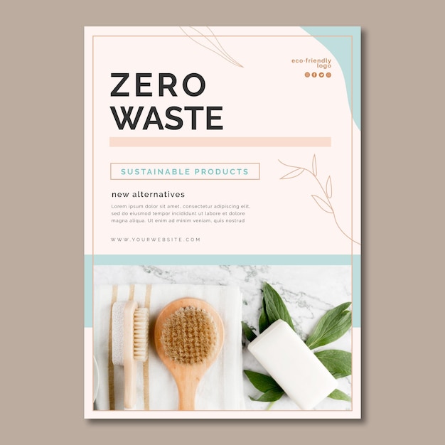 Bezpłatny wektor plakat zero waste