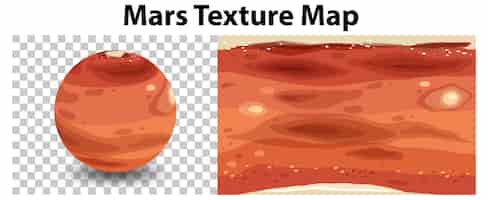 Bezpłatny wektor planeta mars na przezroczystym z mapą tekstury marsa