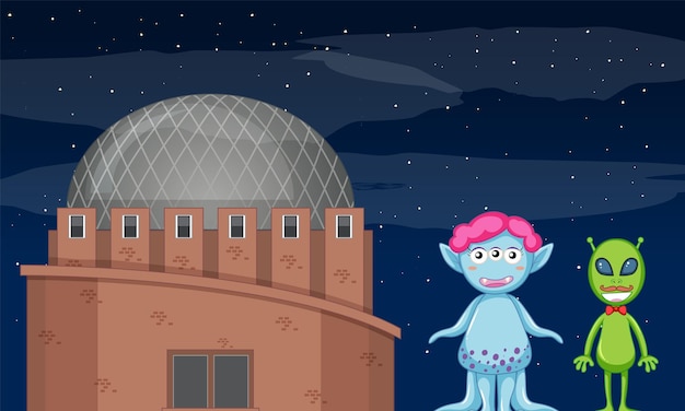 Planetarium Z Kosmitą Na Nocnym Niebie