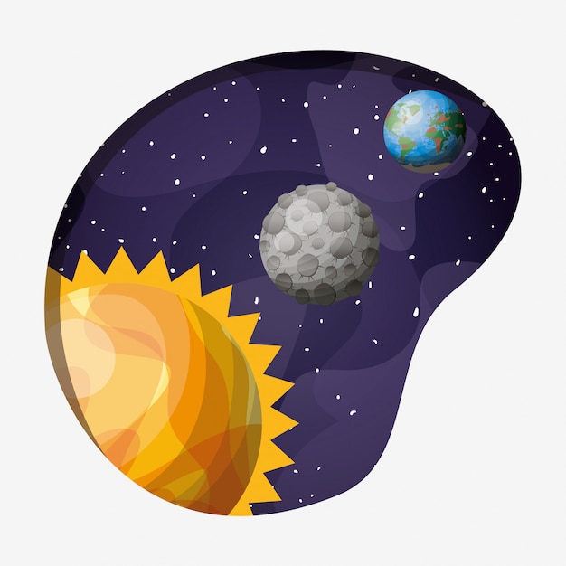 Bezpłatny wektor planety układu słonecznego i słońce