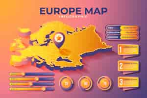 Bezpłatny wektor plansza izometryczna mapa europy