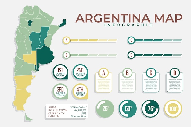 Plansza Mapa Argentyny W Płaskiej Konstrukcji