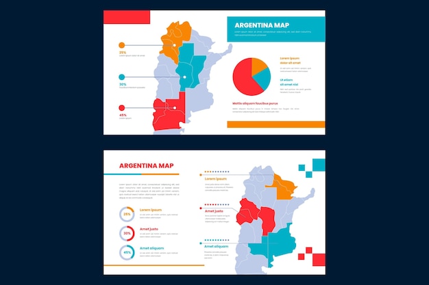 Bezpłatny wektor plansza mapa argentyny w płaskiej konstrukcji