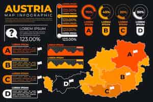 Bezpłatny wektor plansza mapy austrii w płaski kształt gradientu pomarańczowy