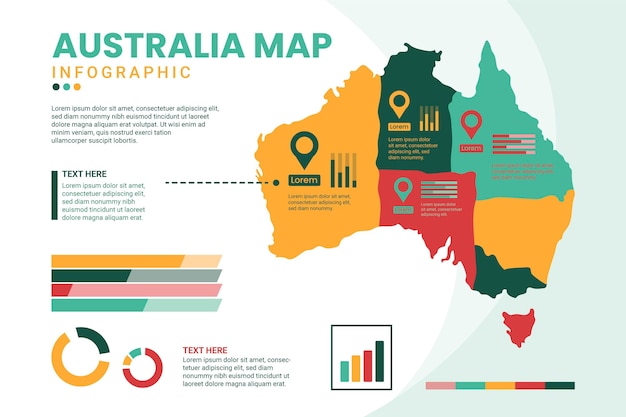 Bezpłatny wektor plansza płaska mapa australii