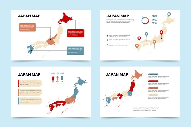 Bezpłatny wektor plansza płaska mapa japonii