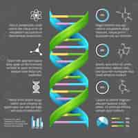 Bezpłatny wektor plansza szablon ze strukturą dna do badań medycznych i biologicznych. zdrowie genetyczne, ewolucja życia, spirala linii modelu