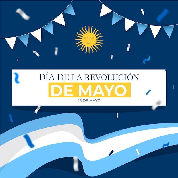 Płaska Argentyńska Ilustracja Dia De La Revolucion De Mayo