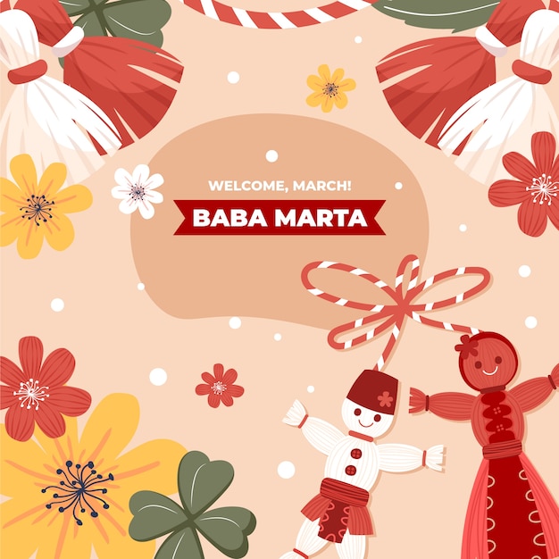 Bezpłatny wektor płaska baba marta ilustracja