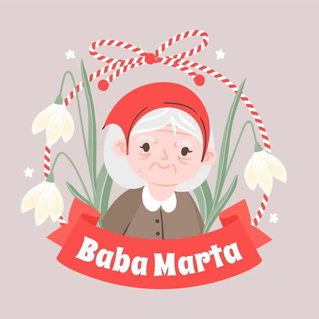 Bezpłatny wektor płaska baba marta ilustracja