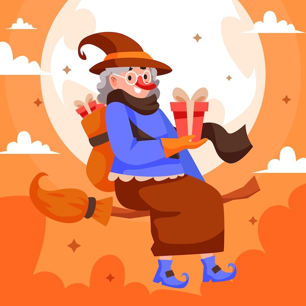 Płaska Befana Ilustracja