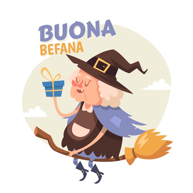 Płaska Befana Ilustracja