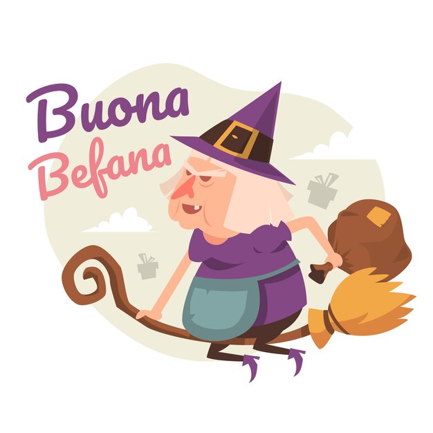 Płaska Befana Ilustracja