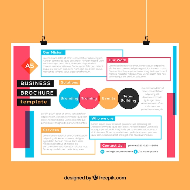 Bezpłatny wektor płaska broszura biznesowa w rozmiarze a5