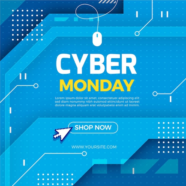 Płaska cyber ilustracja sprzedaży w poniedziałek