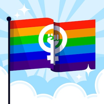 Płaska feministyczna flaga lgbt