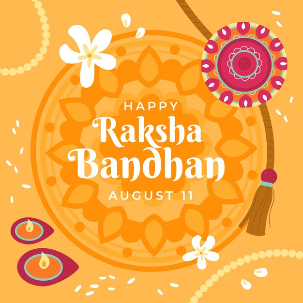 Płaska ilustracja bandhan raksha z amuletem