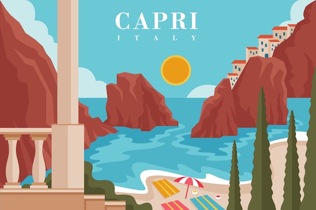 Płaska Ilustracja Capri