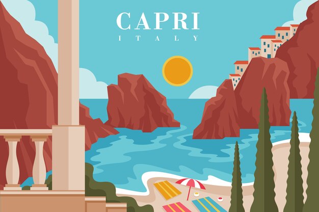Płaska ilustracja capri