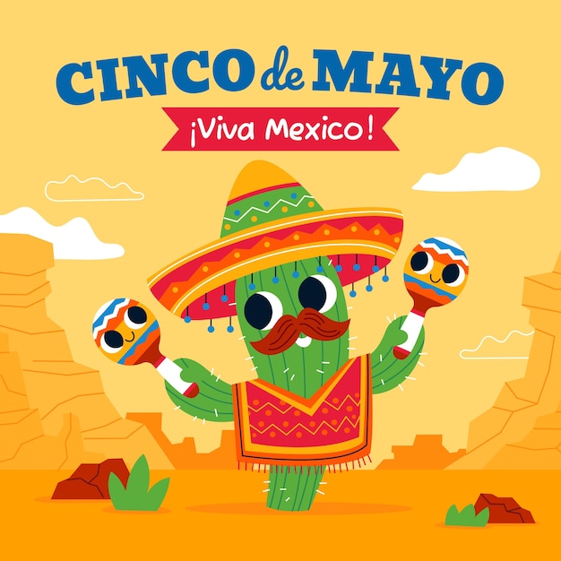 Płaska Ilustracja Cinco De Mayo