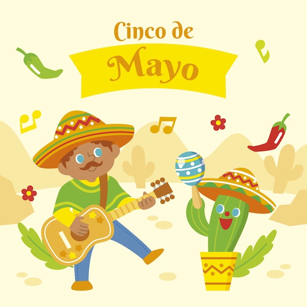 Płaska Ilustracja Cinco De Mayo