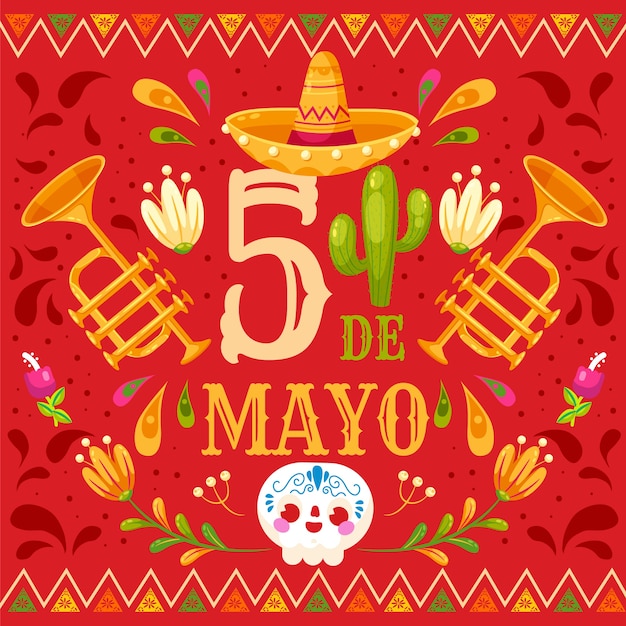 Płaska Ilustracja Cinco De Mayo