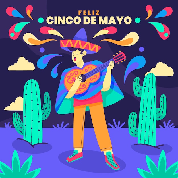 Płaska ilustracja cinco de mayo