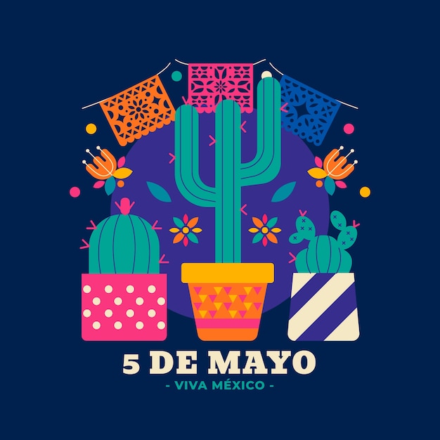 Bezpłatny wektor płaska ilustracja cinco de mayo