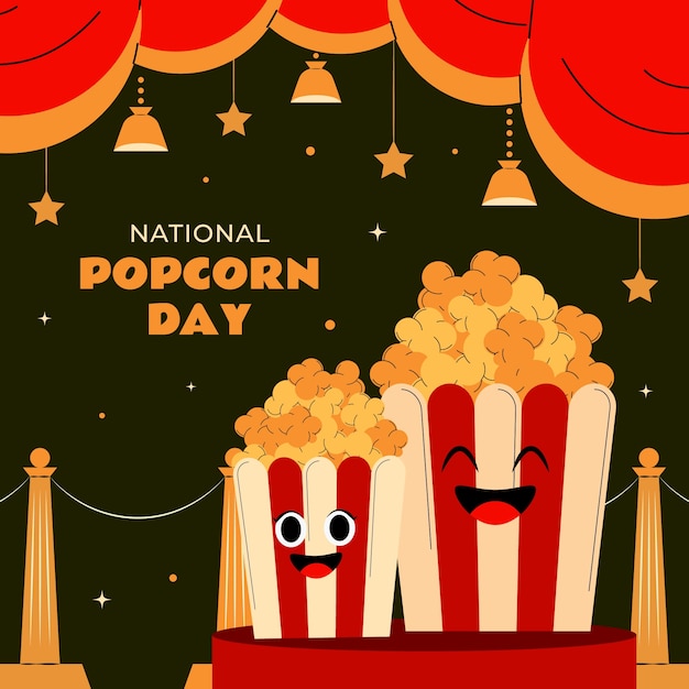 Płaska Ilustracja Dla Narodowego Dnia Popcorn