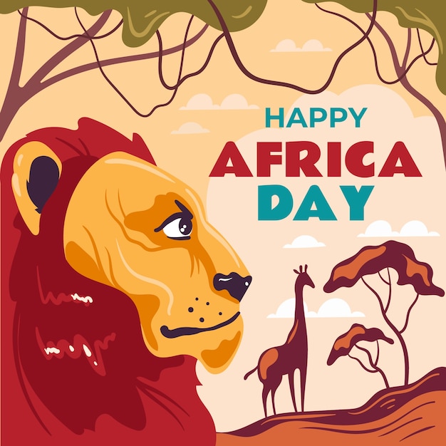 Płaska Ilustracja Dnia Afryki