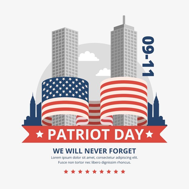 Płaska ilustracja dnia patrioty 9.11