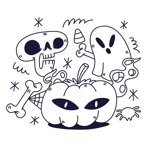 Płaska ilustracja do kolorowania halloween