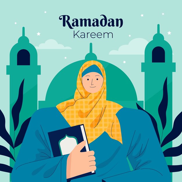 Płaska Ilustracja Do Obchodów Islamskiego Ramadanu