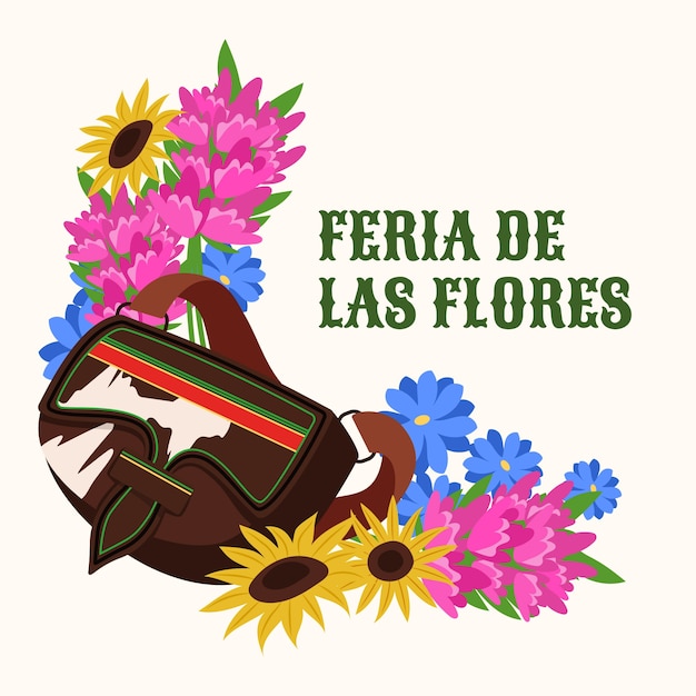 Bezpłatny wektor płaska ilustracja do obchodów kolumbijskiego festiwalu feria de las flores