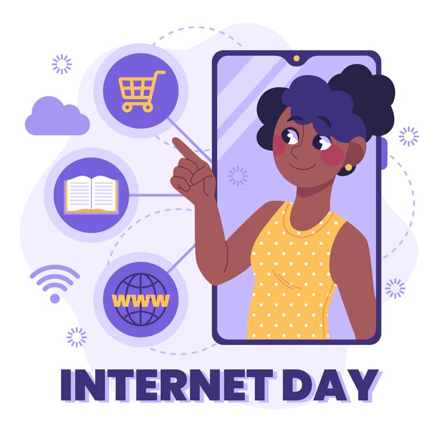 Bezpłatny wektor płaska ilustracja do obchodów międzynarodowego dnia internetu