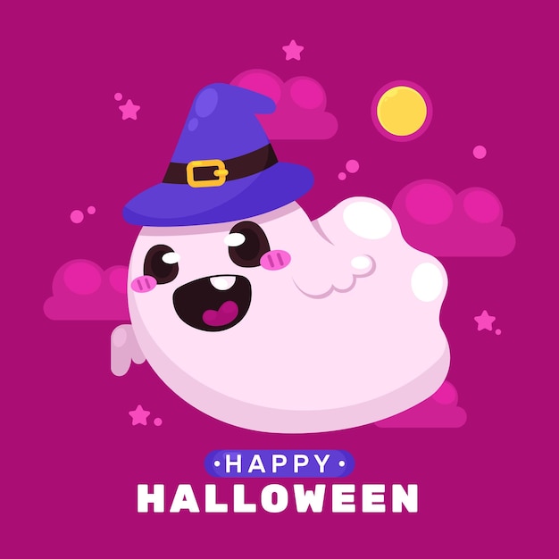 Płaska ilustracja ducha halloween