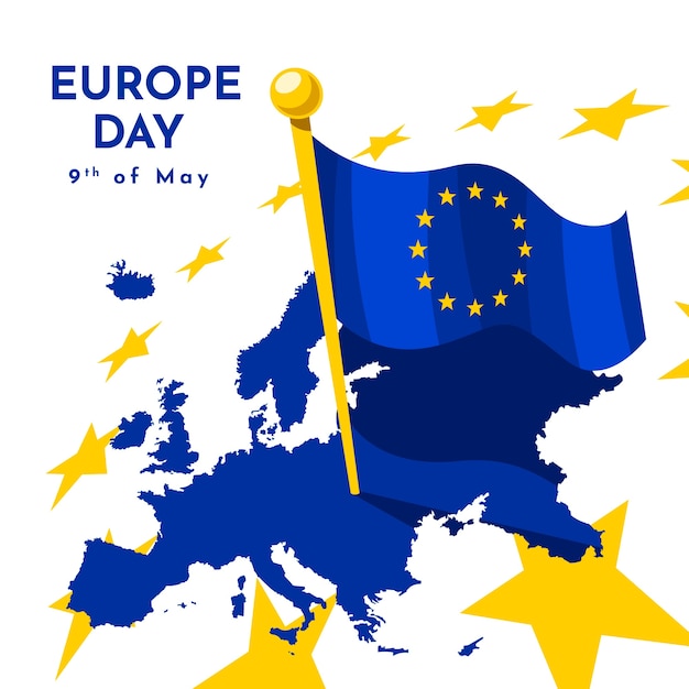 Płaska ilustracja dzień Europy