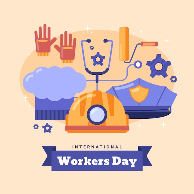 Bezpłatny wektor płaska ilustracja dzień pracowników międzynarodowych