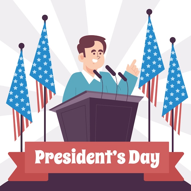 Płaska Ilustracja Dzień Prezydentów