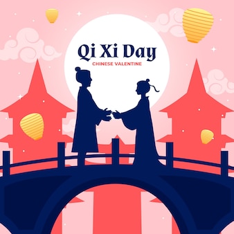 Płaska ilustracja dzień qi xi