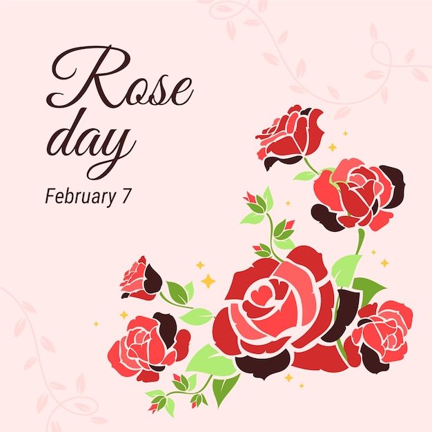 Bezpłatny wektor płaska ilustracja dzień róży