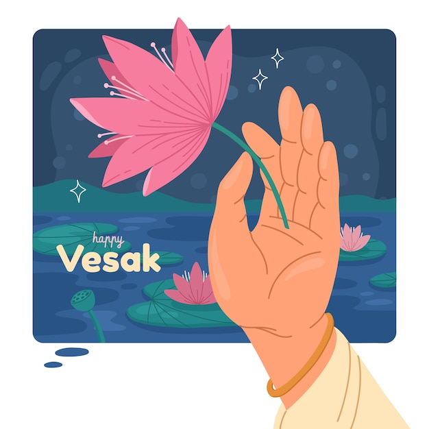 Płaska Ilustracja Dzień Vesak